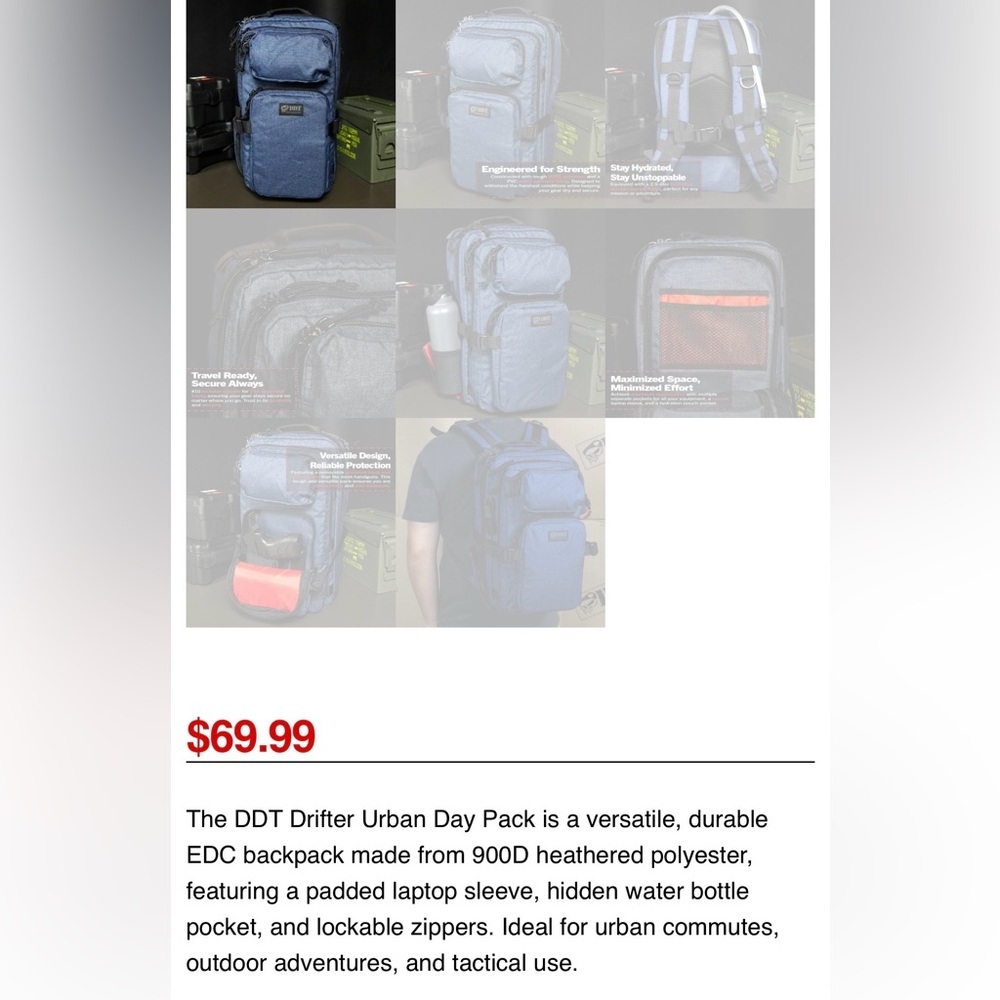 DDT drifter urban daypack backpack blue Death Dealer Tactical Vet owned - Picture 2 of 11